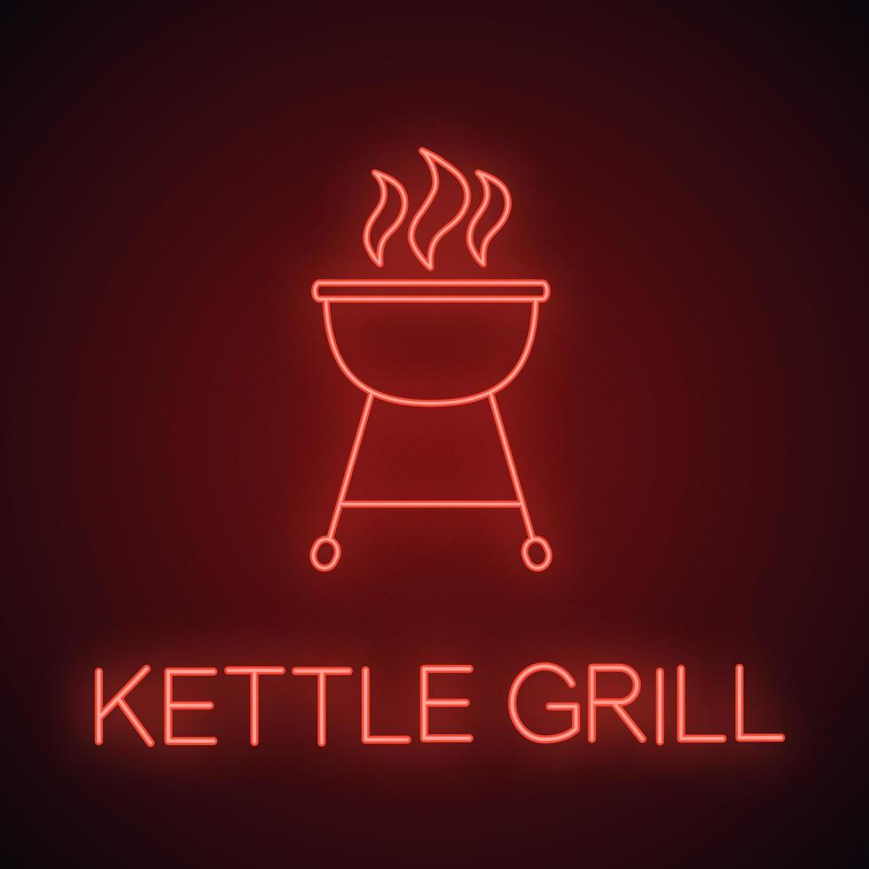 waterkoker barbecue grill neon licht icoon. gloeiend teken. vector geïsoleerde illustratie