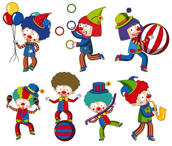 Een set van circus-clown vector