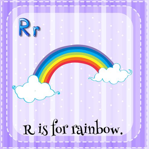 Flashcard letter R is voor regenboog vector