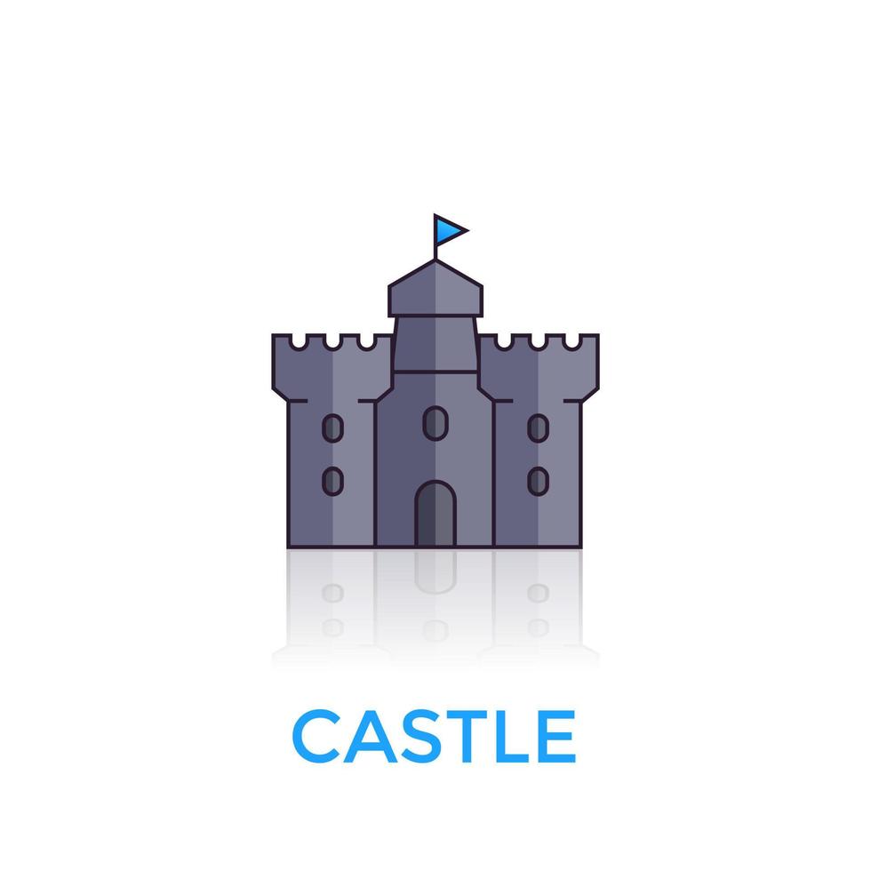 kasteel, middeleeuws fort vector pictogram op wit