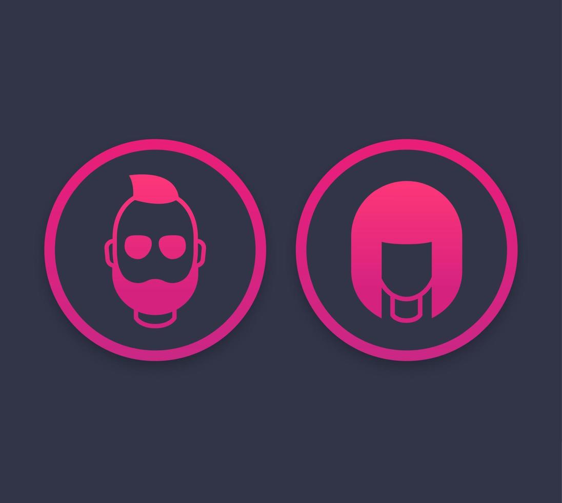 avatars pictogrammen met meisje en bebaarde man, vectorillustratie vector