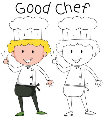 Doodle chef-kok tekenset vector