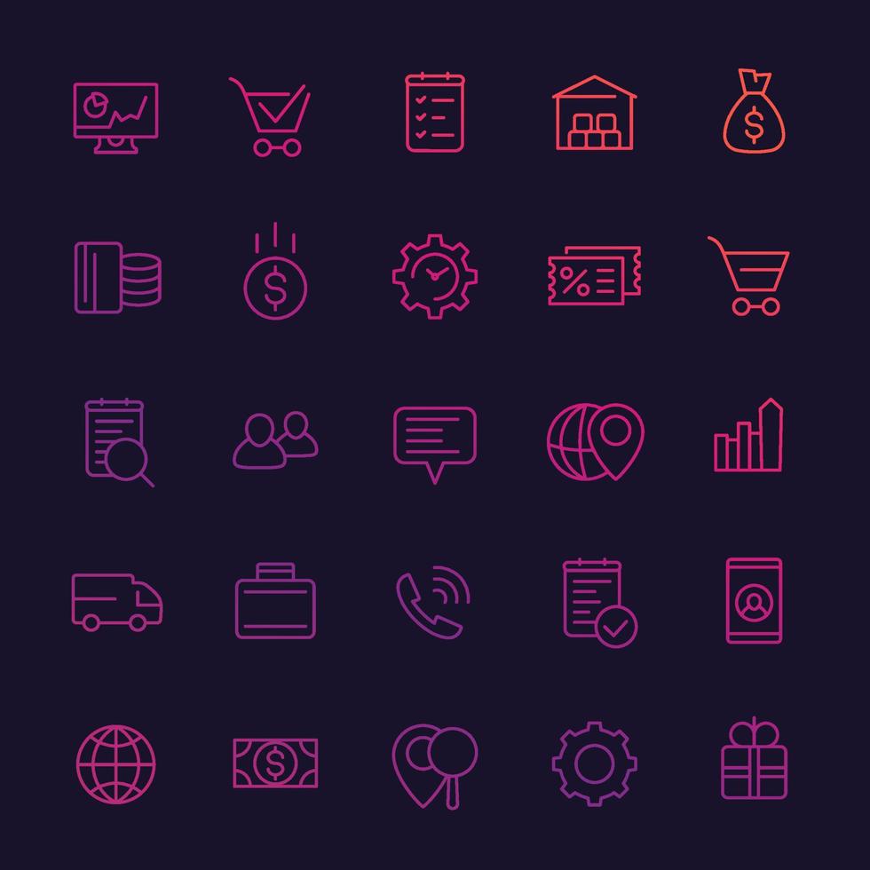 lineaire pictogrammen voor zaken, e-commerce en detailhandel vector