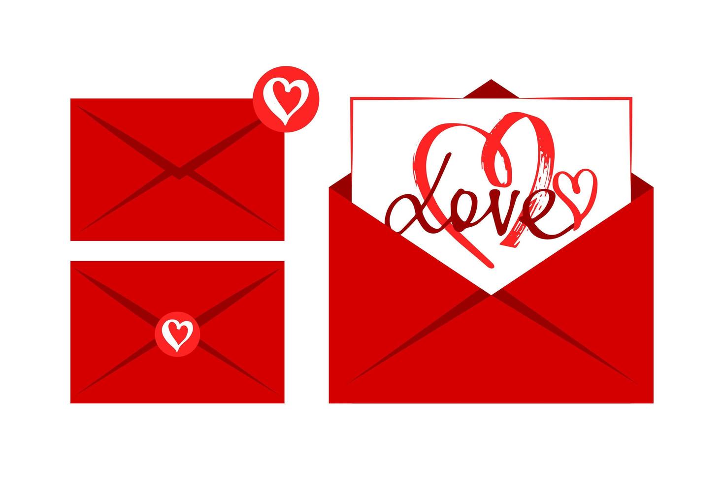 liefdesbrieven met envelop. envelop in rode kleur voor berichten van liefde, vriendschap. vector. vector