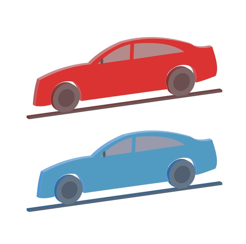 3D-vectorautopictogram met rode en blauwe kleuren, het beste voor uw afbeeldingen van decoratie-eigendommen vector