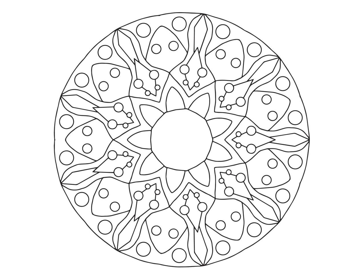 mandala zwart-wit, tatoeage, kleurplaat, cirkel, ornamenten, vector