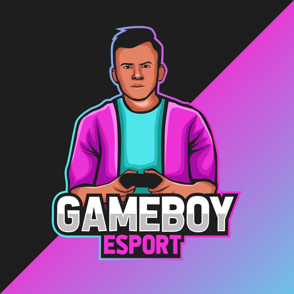 gamer jongen mascotte logo sjabloon. perfect voor teamlogo, kleding, merchandise, enz vector