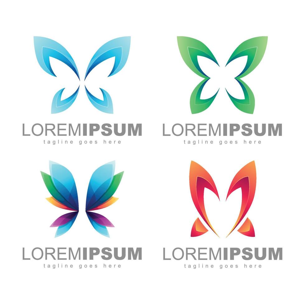 set van vlinder kleurrijke logo ontwerp vector