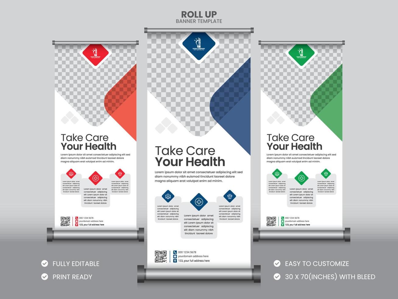 gezondheidszorg medische roll-up bannersjabloon of standaard bannersjabloon vector