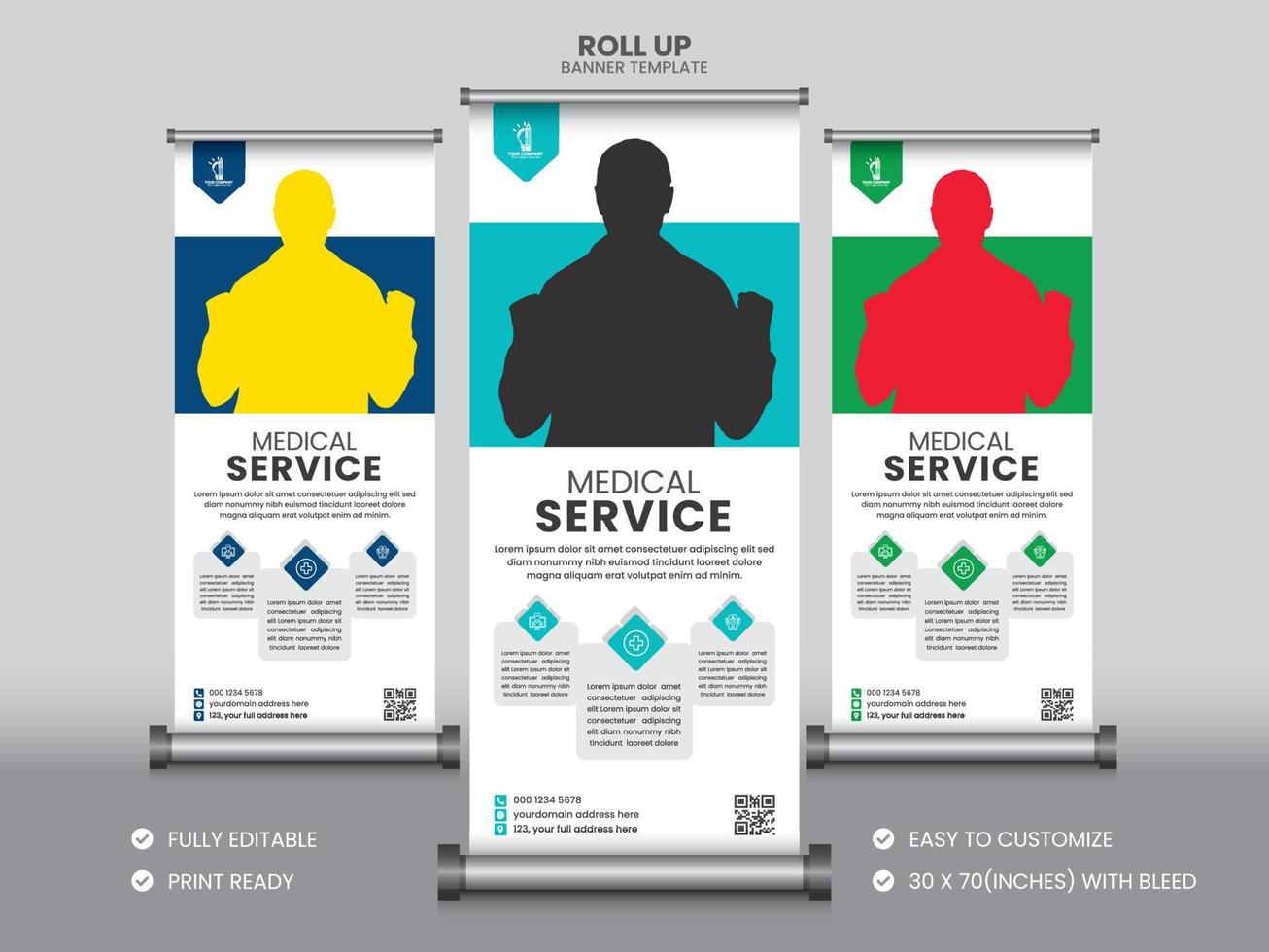 gezondheidszorg medische roll-up bannersjabloon of standaard bannersjabloon vector