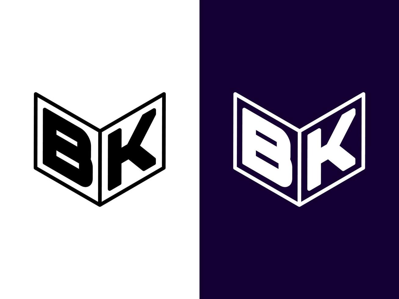 beginletter bk minimalistisch en modern 3D-logo-ontwerp vector