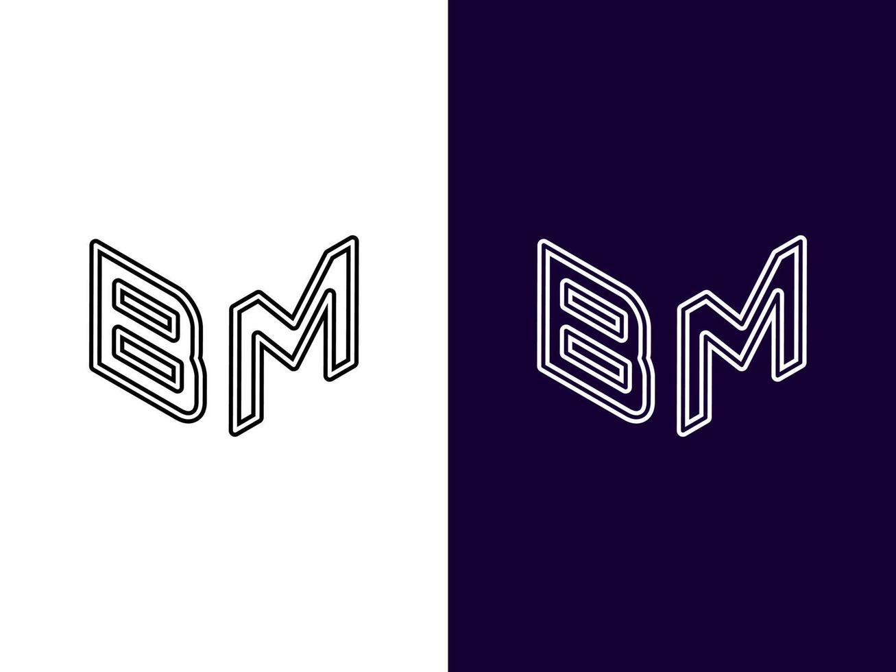 beginletter bm minimalistisch en modern 3D-logo-ontwerp vector