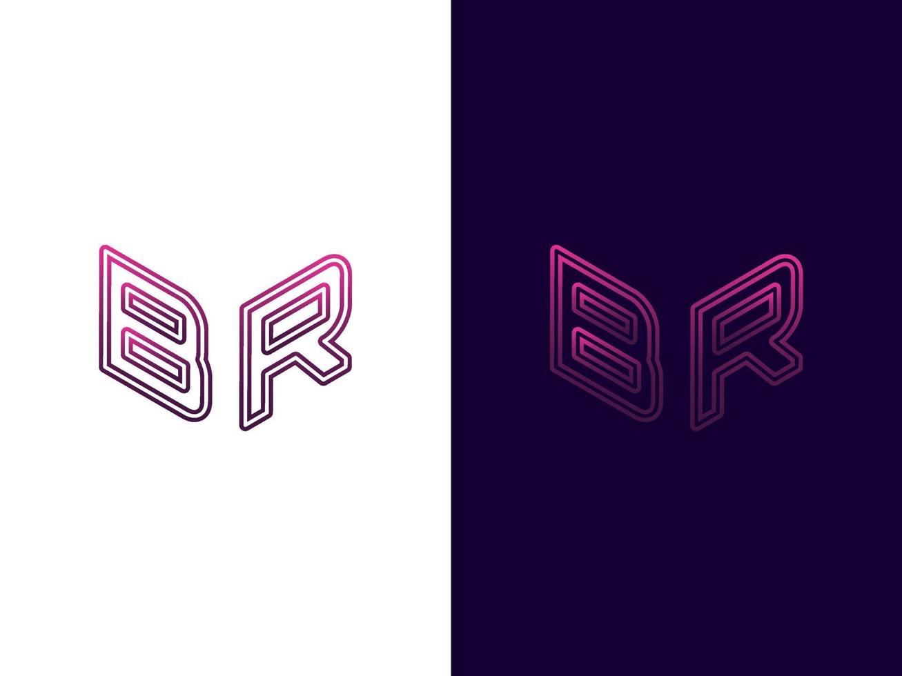 beginletter br minimalistisch en modern 3D-logo-ontwerp vector