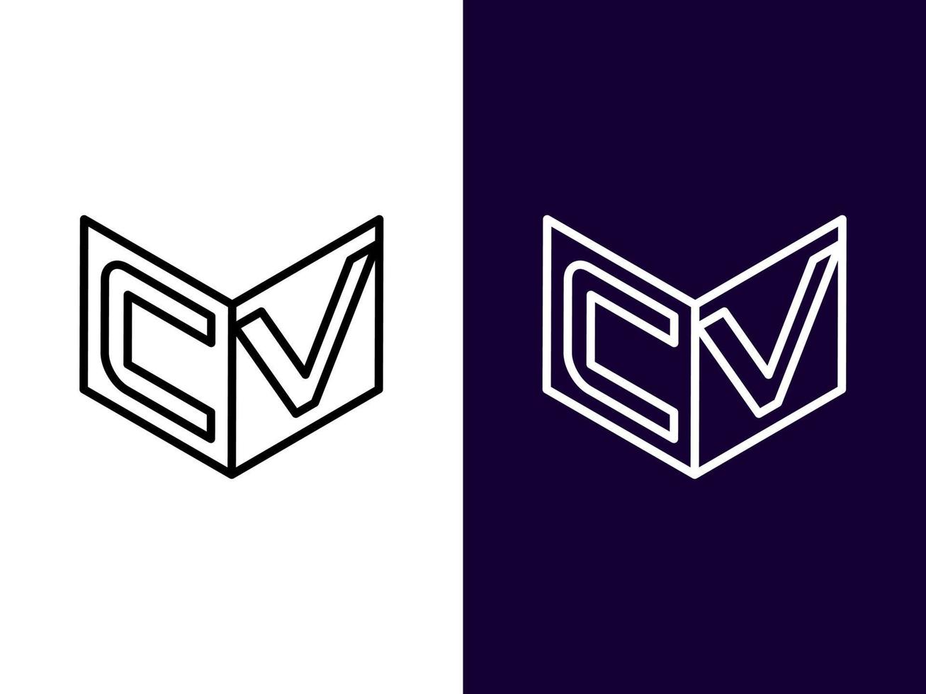 beginletter cv minimalistisch en modern 3D-logo-ontwerp vector