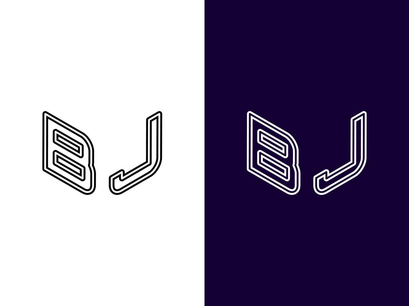 beginletter bj minimalistisch en modern 3D-logo-ontwerp vector