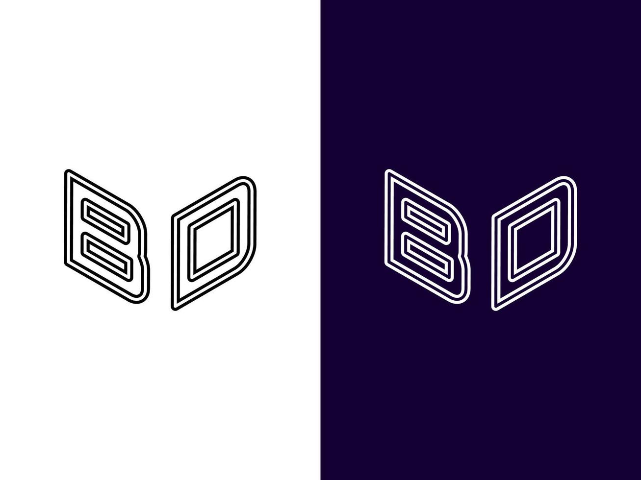 beginletter bd minimalistisch en modern 3D-logo-ontwerp vector