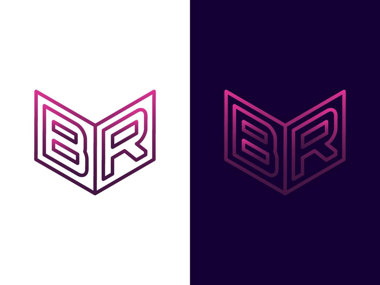 beginletter br minimalistisch en modern 3D-logo-ontwerp vector