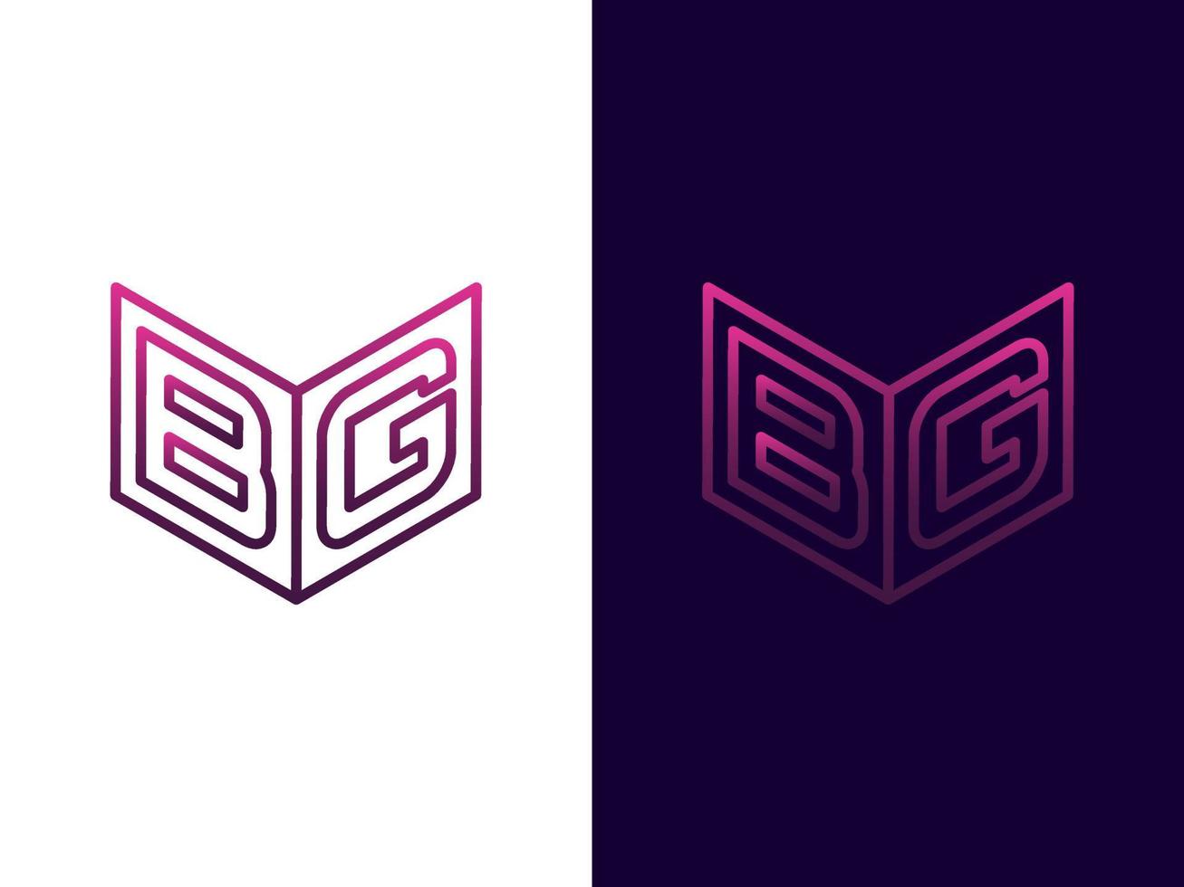 beginletter bg minimalistisch en modern 3D-logo-ontwerp vector