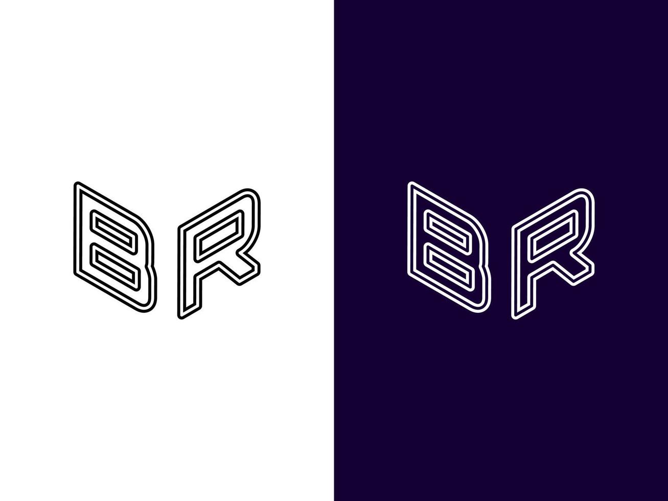 beginletter br minimalistisch en modern 3D-logo-ontwerp vector