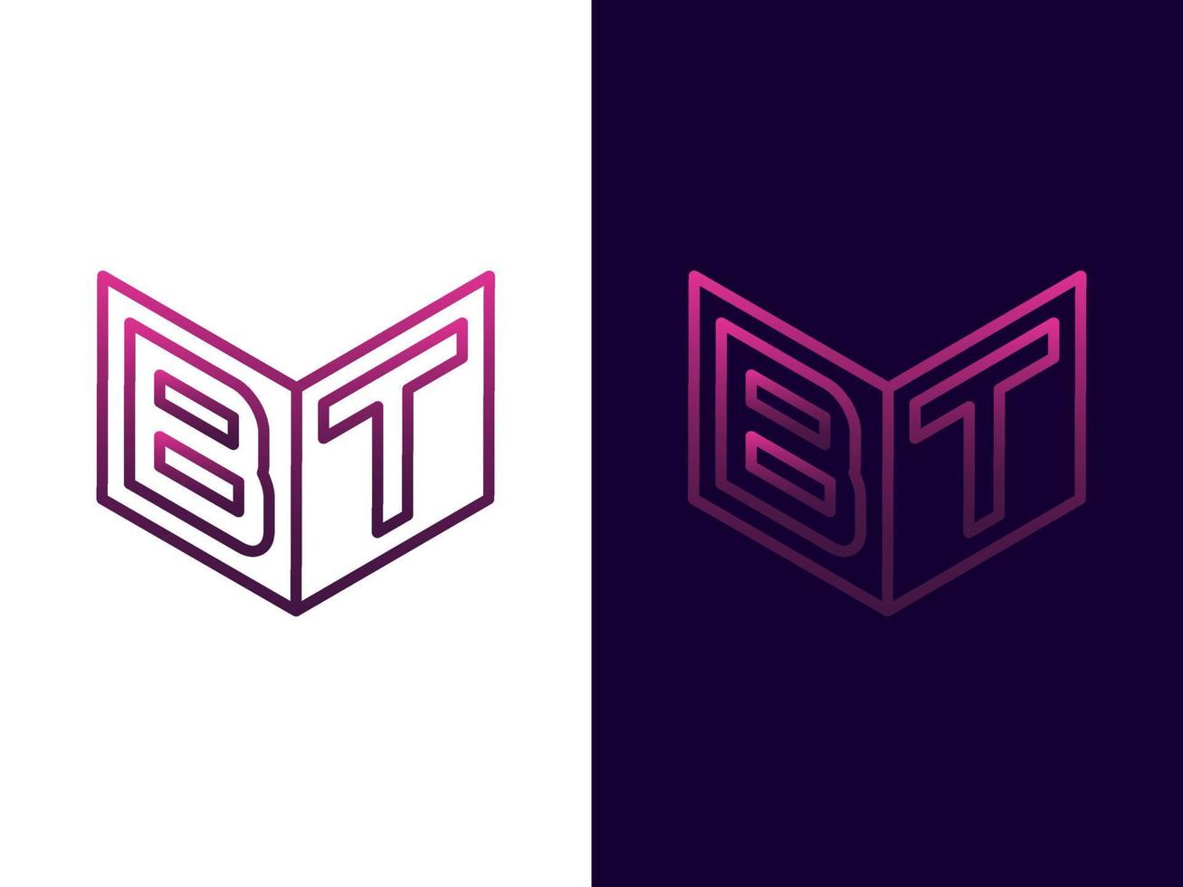 beginletter bt minimalistisch en modern 3D-logo-ontwerp vector