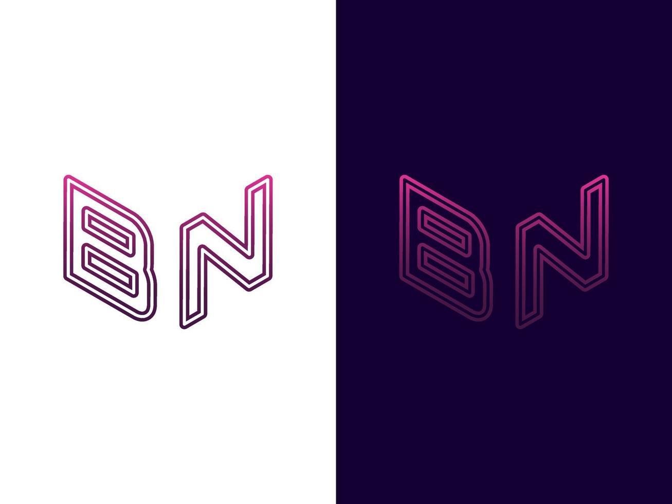 beginletter bn minimalistisch en modern 3D-logo-ontwerp vector