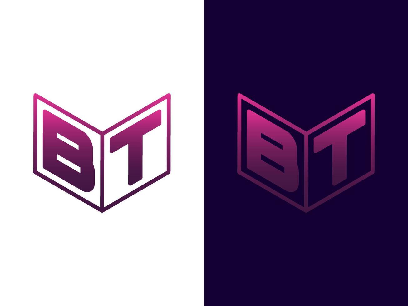 beginletter bt minimalistisch en modern 3D-logo-ontwerp vector