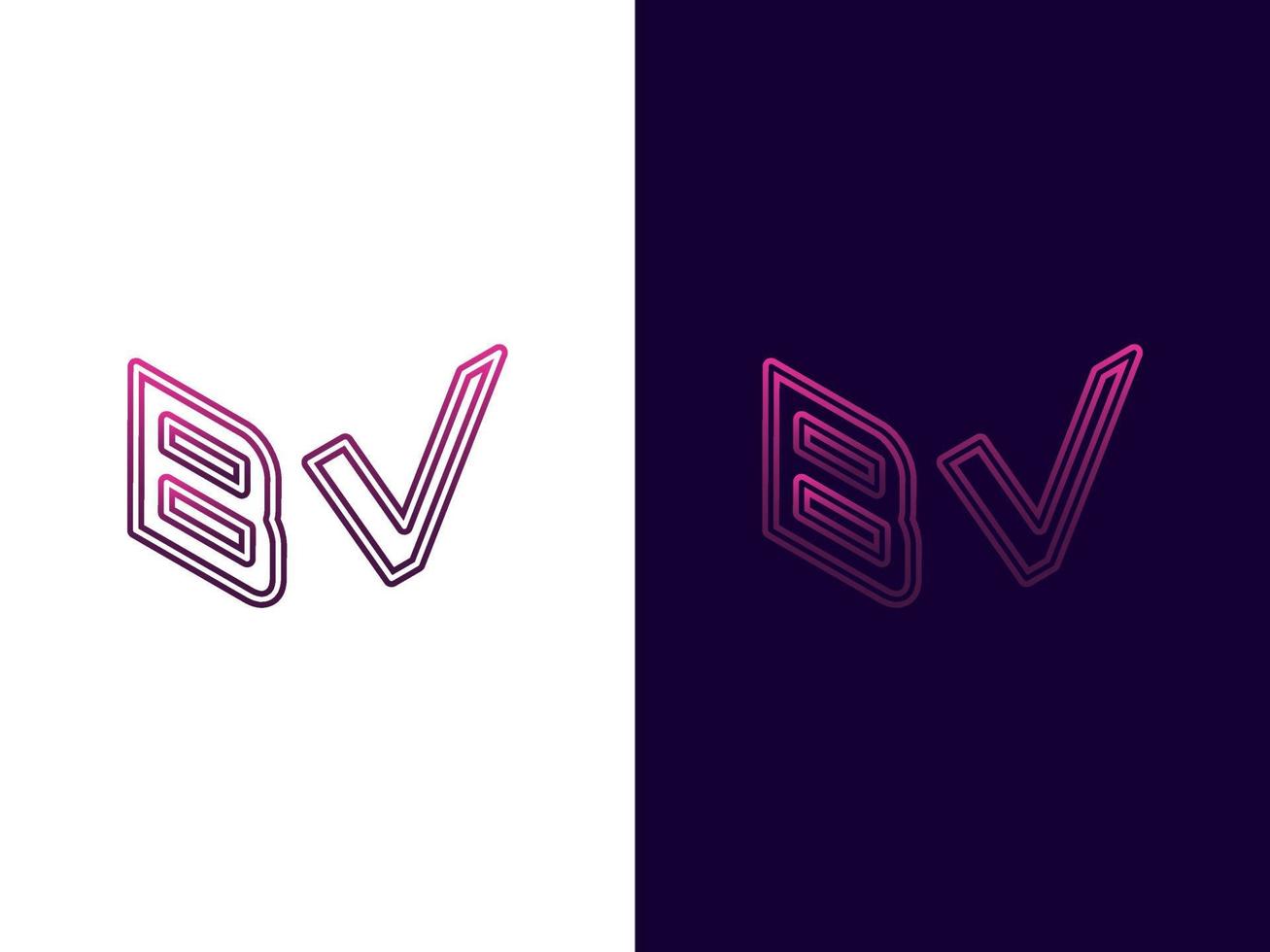 initial letter bv minimalistisch en modern 3d logo ontwerp vector