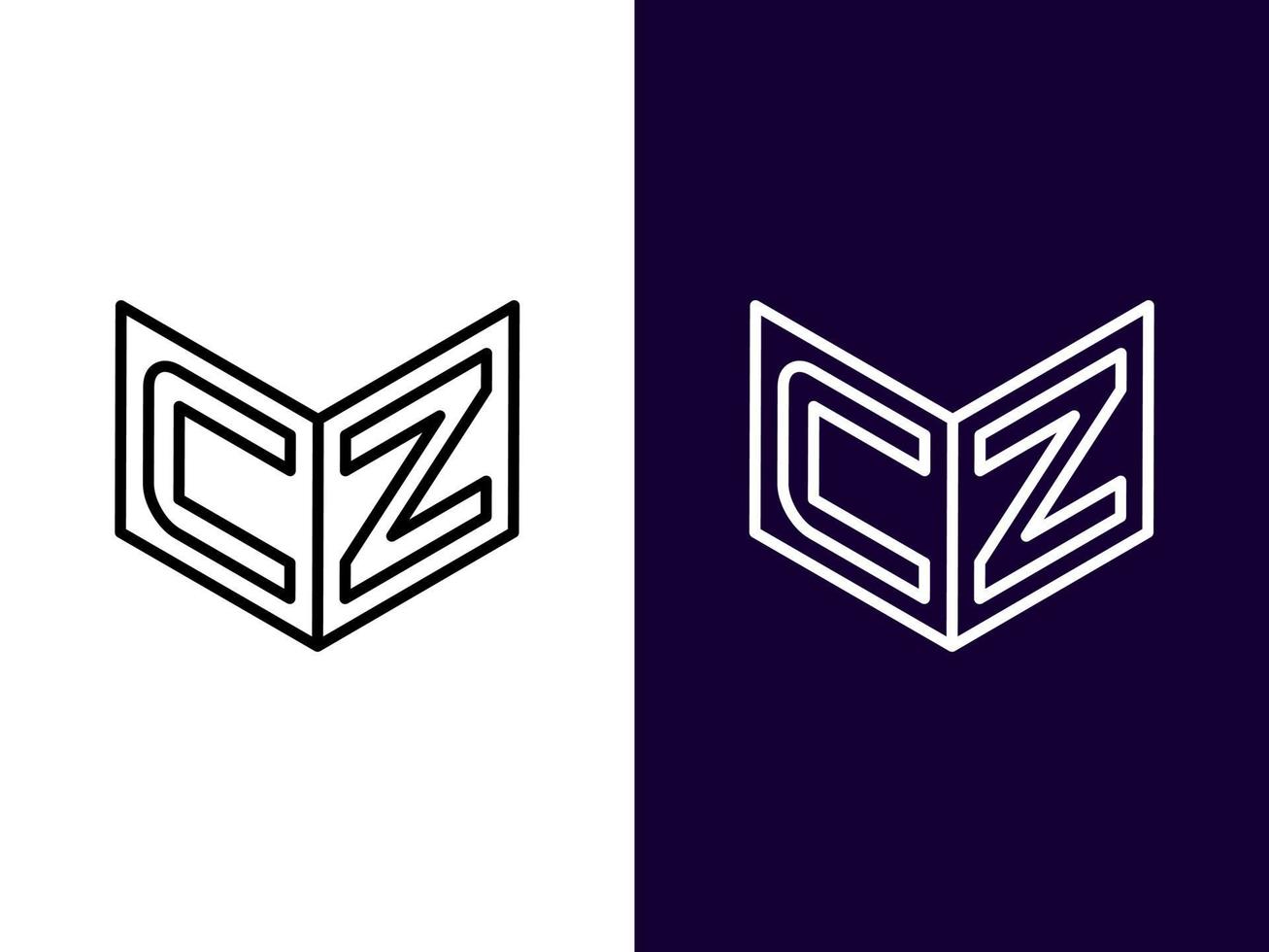 beginletter cz minimalistisch en modern 3D-logo-ontwerp vector