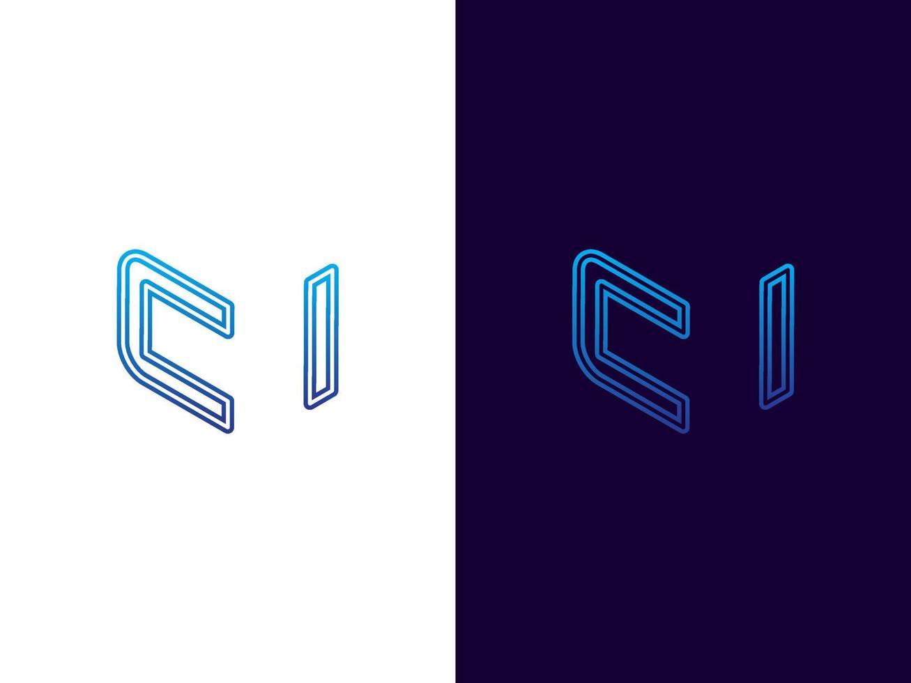 beginletter ci minimalistisch en modern 3D-logo-ontwerp vector