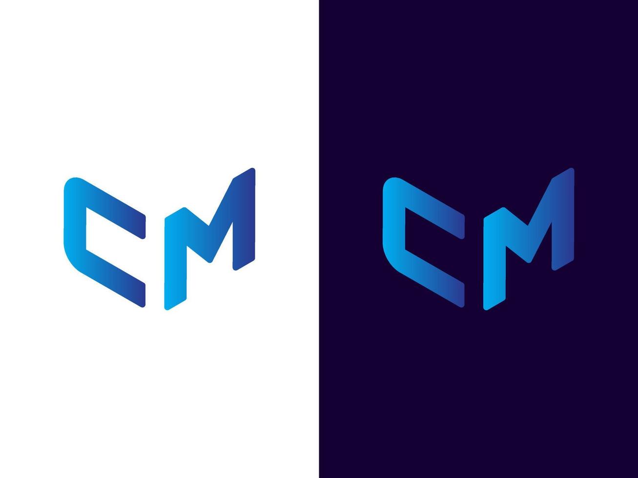 beginletter cm minimalistisch en modern 3D-logo-ontwerp vector