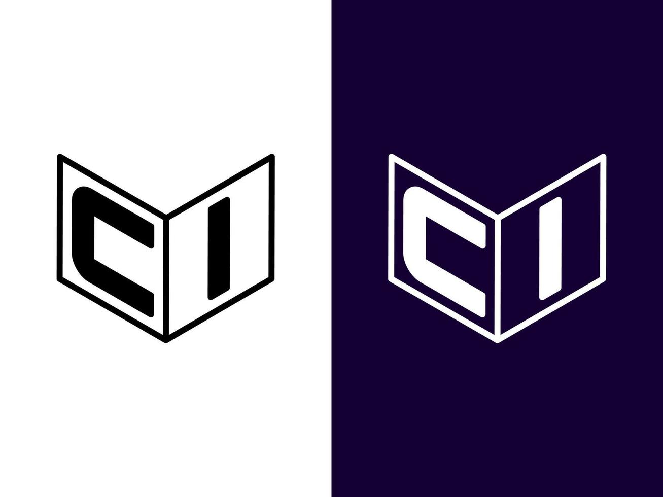 beginletter ci minimalistisch en modern 3D-logo-ontwerp vector