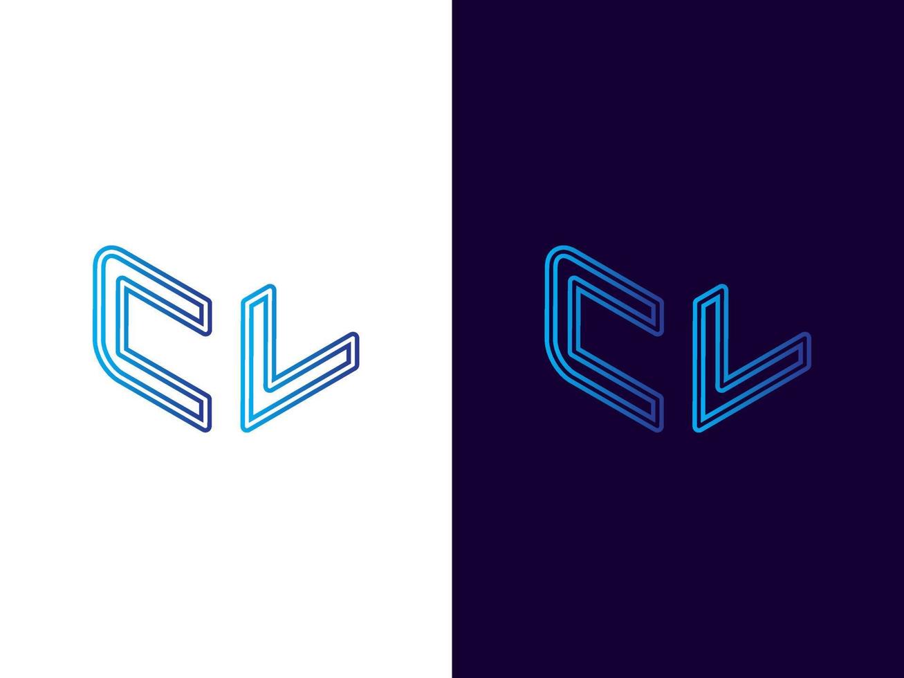 beginletter cl minimalistisch en modern 3D-logo-ontwerp vector