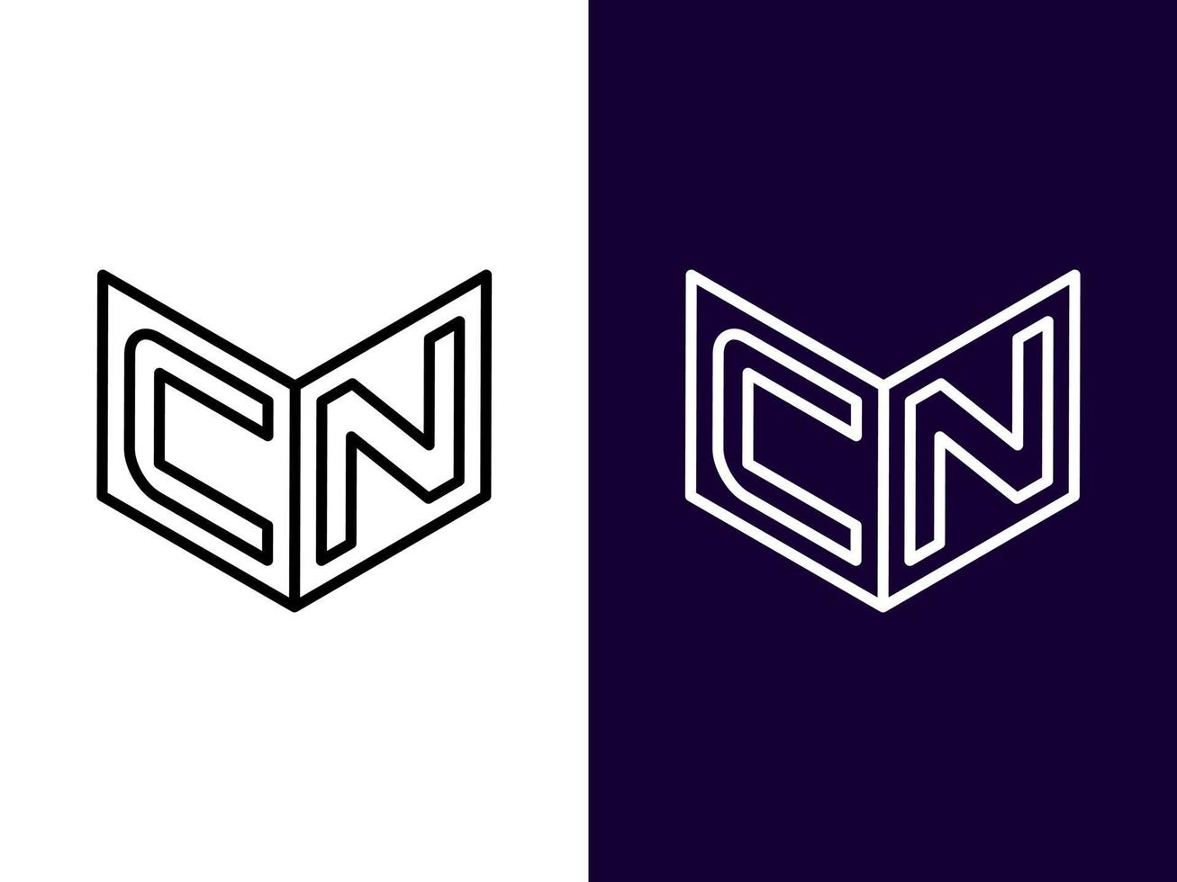 beginletter cn minimalistisch en modern 3D-logo-ontwerp vector