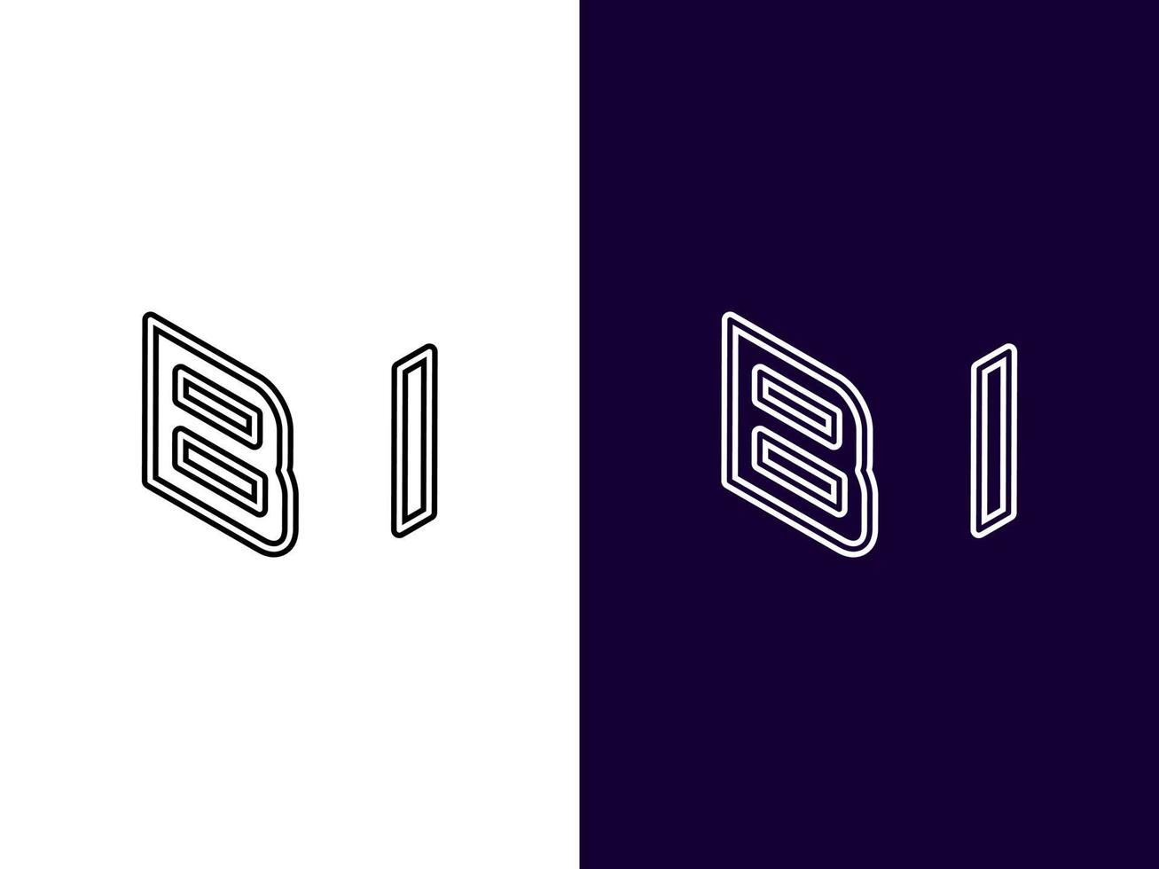 beginletter bi minimalistisch en modern 3D-logo-ontwerp vector