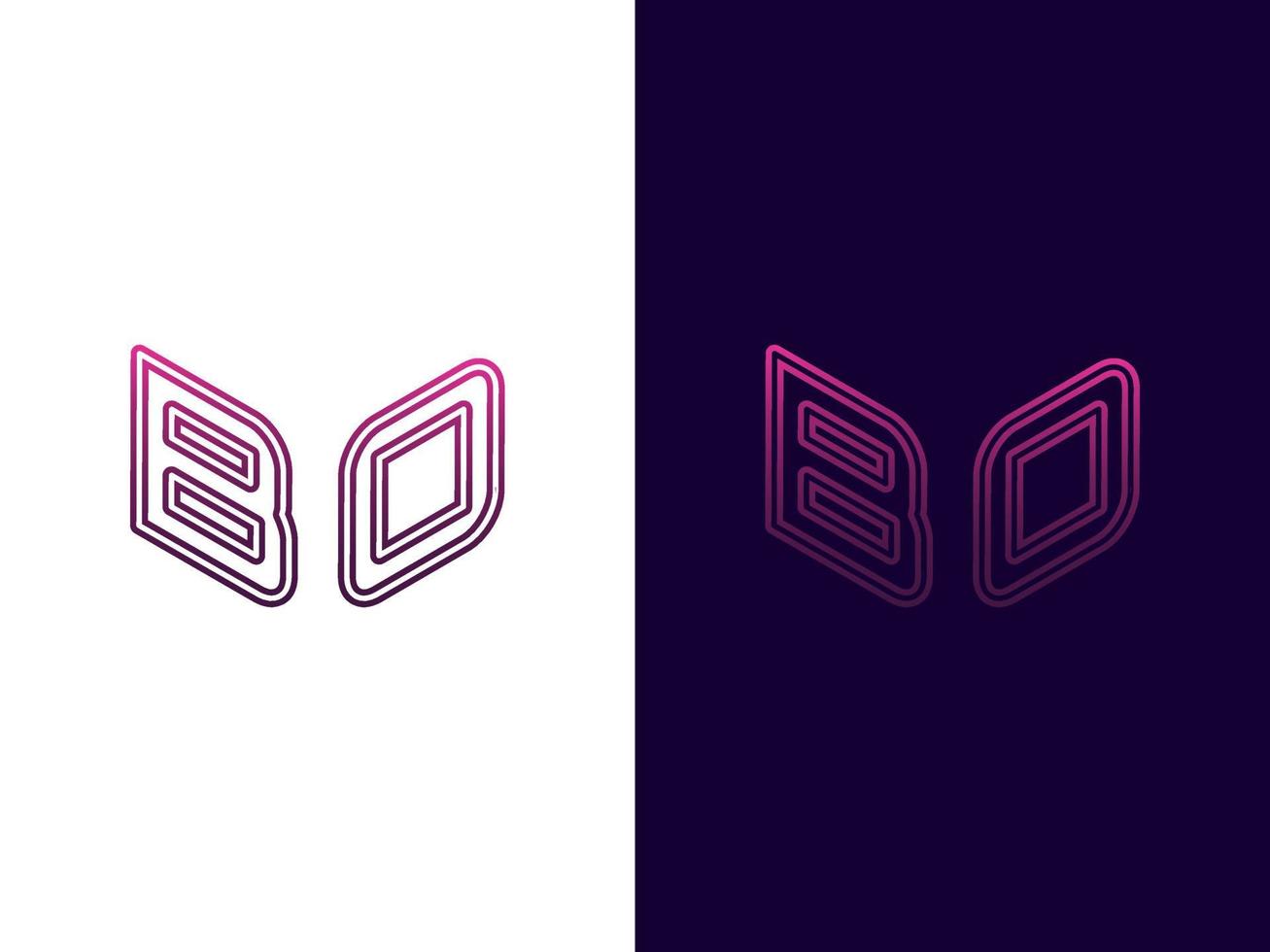 beginletter bo minimalistisch en modern 3D-logo-ontwerp vector