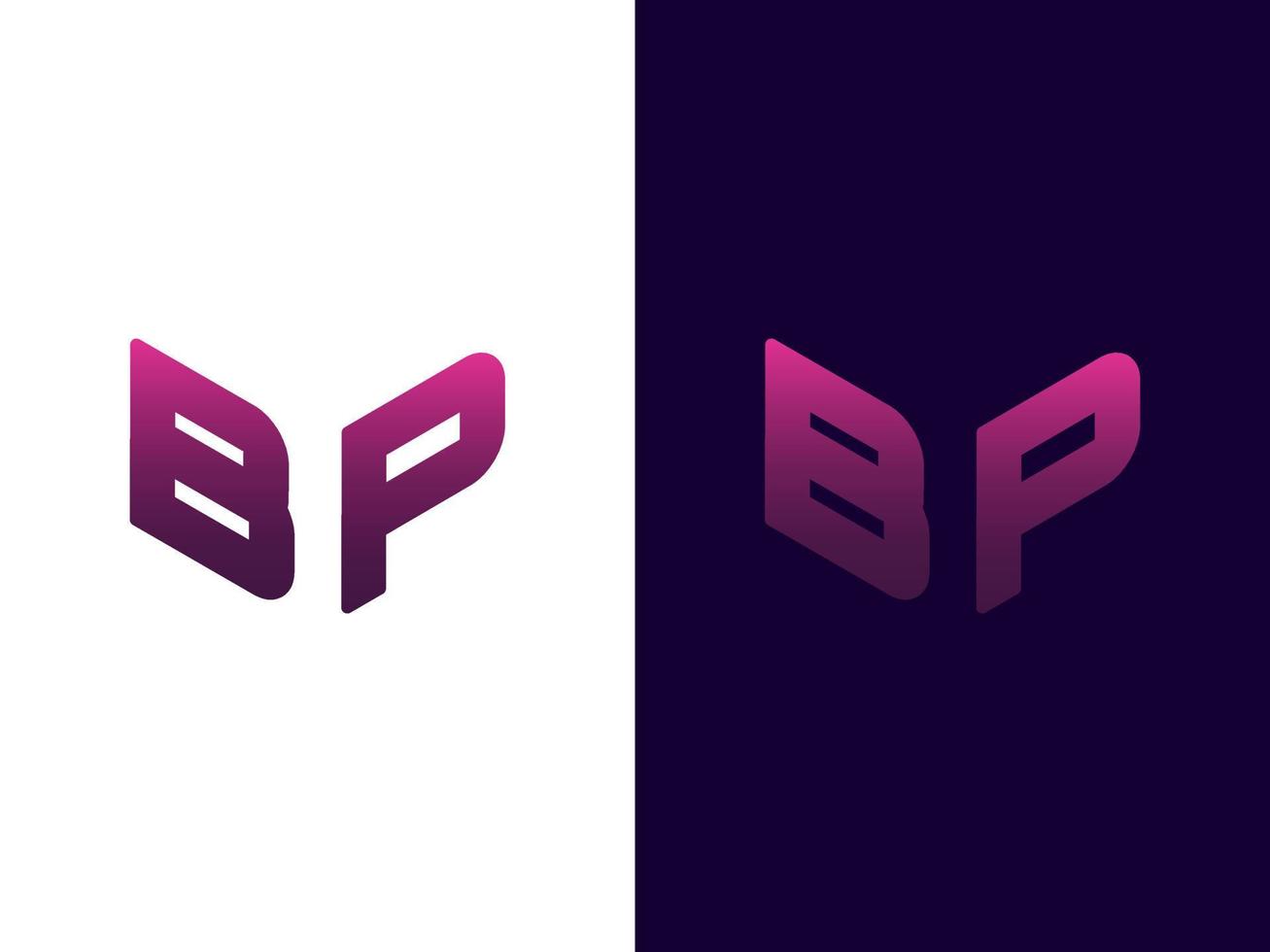 beginletter bp minimalistisch en modern 3D-logo-ontwerp vector