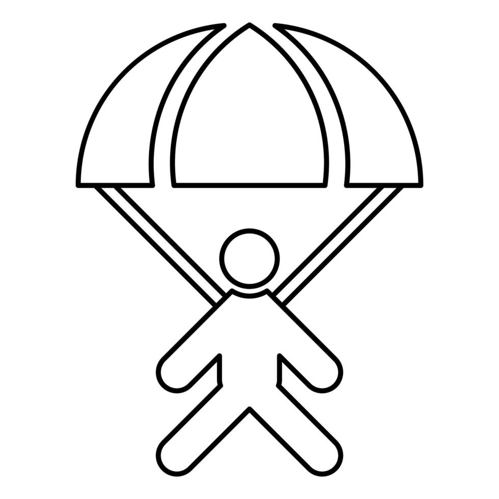 parachutespringer pictogram zwarte kleur illustratie vlakke stijl eenvoudige afbeelding vector