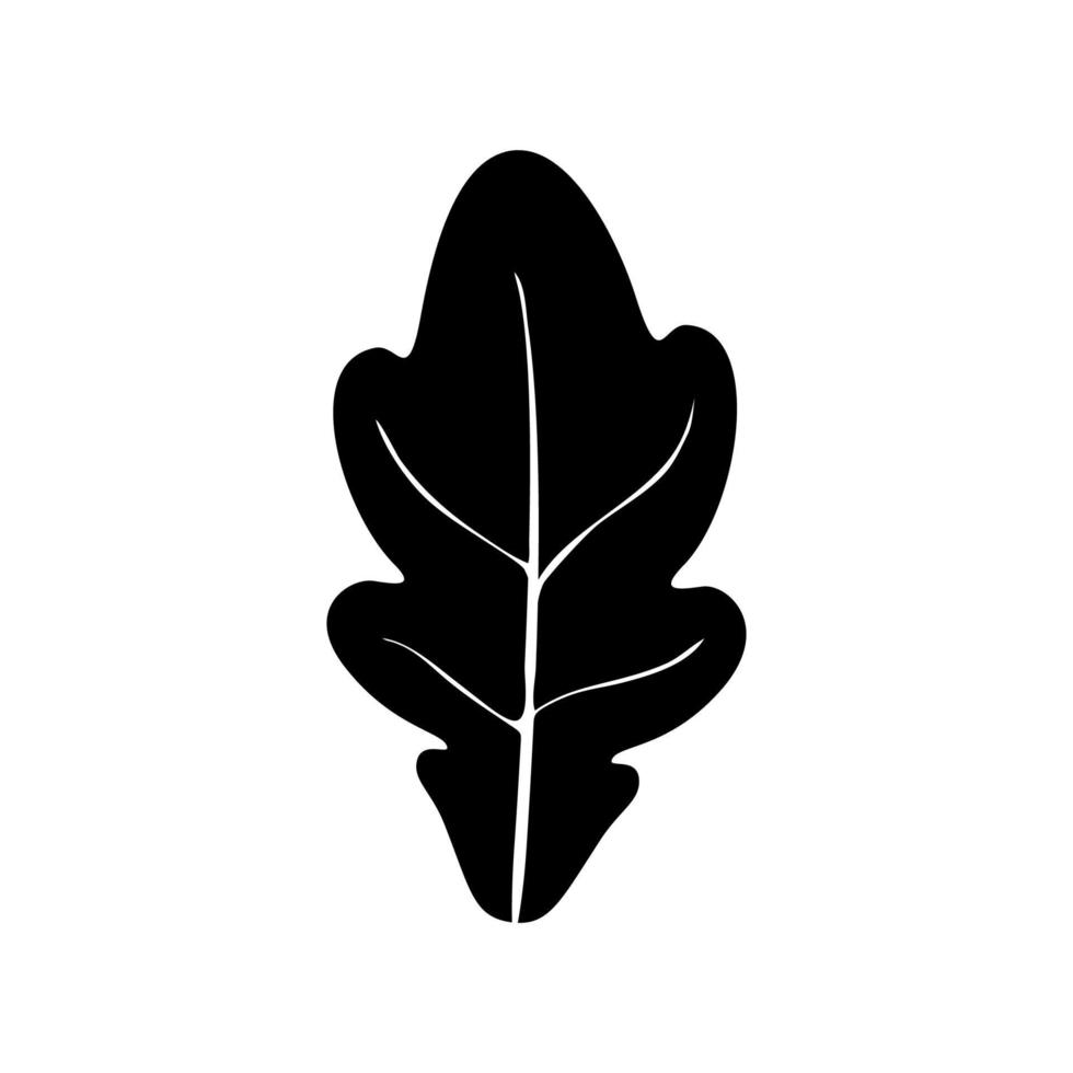 eiken blad zwarte kleur pictogram. vector