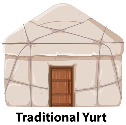 Traditioneel yurthuis op witte achtergrond vector