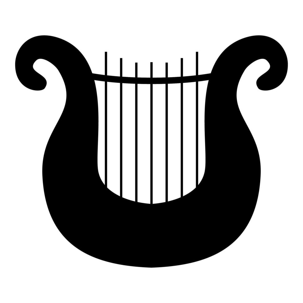 harp pictogram zwarte kleur illustratie vlakke stijl eenvoudige afbeelding vector