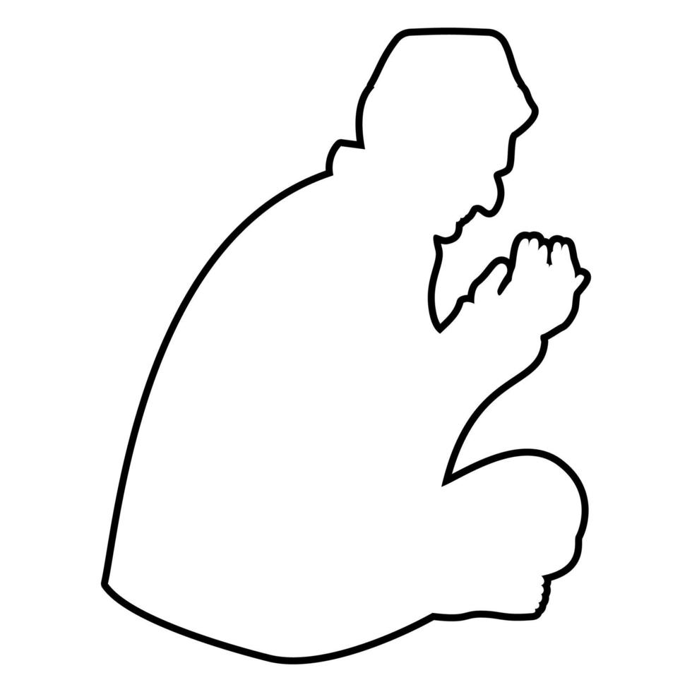 bidden moslim pictogram zwarte kleur illustratie vlakke stijl eenvoudige afbeelding vector