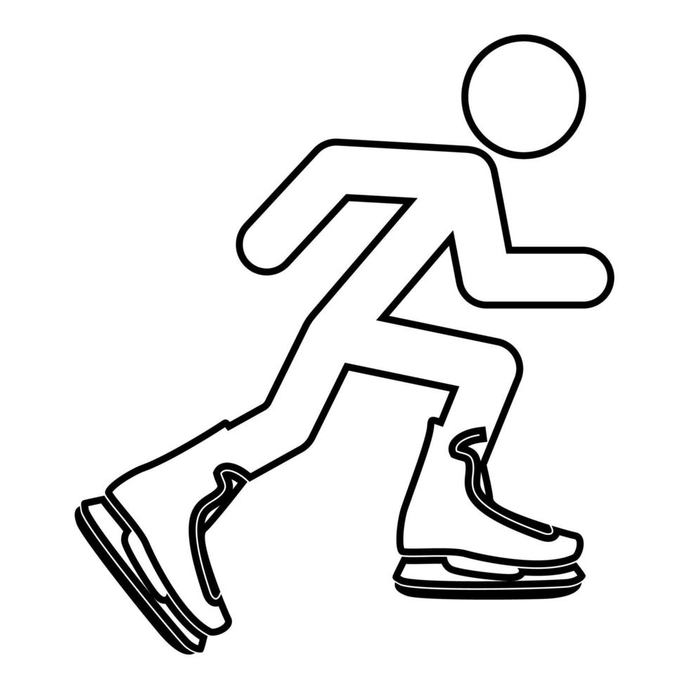 atleet skater in schaatsen pictogram zwarte kleur illustratie vlakke stijl eenvoudige afbeelding vector