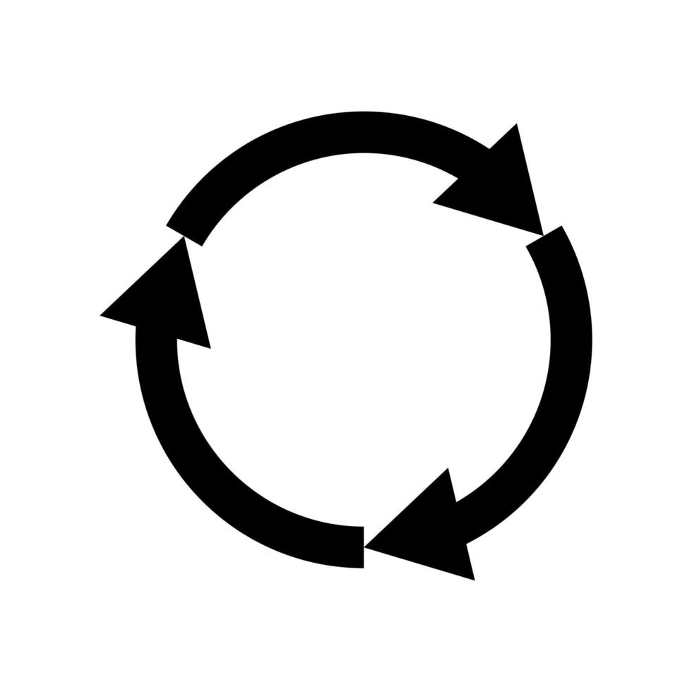drie cirkelpijlen, het is een zwart pictogram. vector