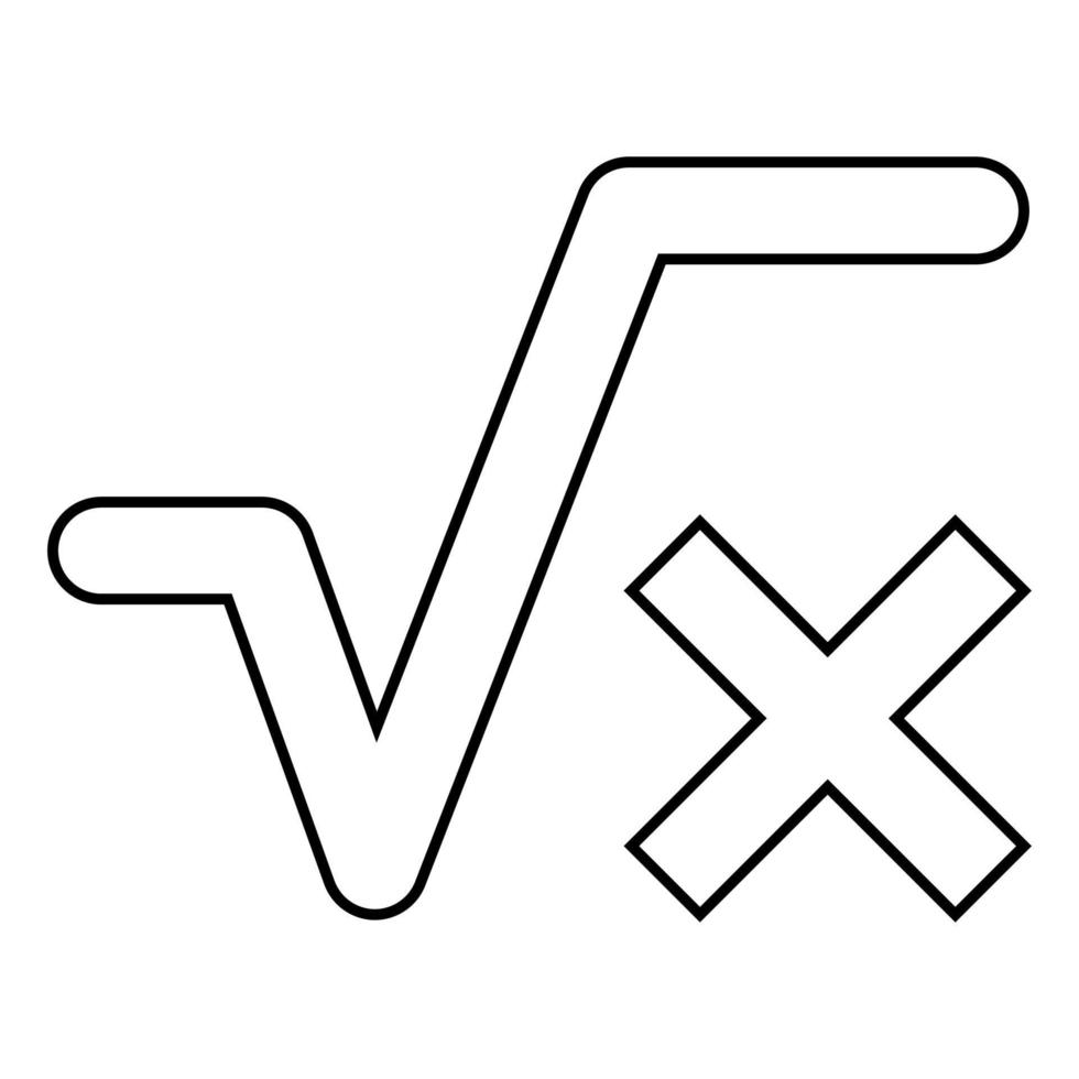 vierkantswortel van x-as pictogram zwarte kleur illustratie vlakke stijl eenvoudige afbeelding vector