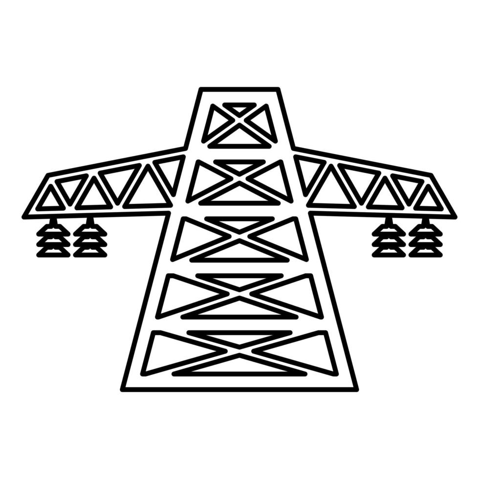 elektrische paal post hoogspanning set lijn pictogram zwarte kleur illustratie vlakke stijl eenvoudige afbeelding vector