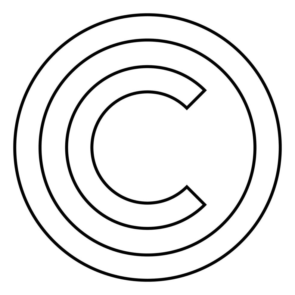 copyright symbool pictogram zwarte kleur illustratie vlakke stijl eenvoudige afbeelding vector