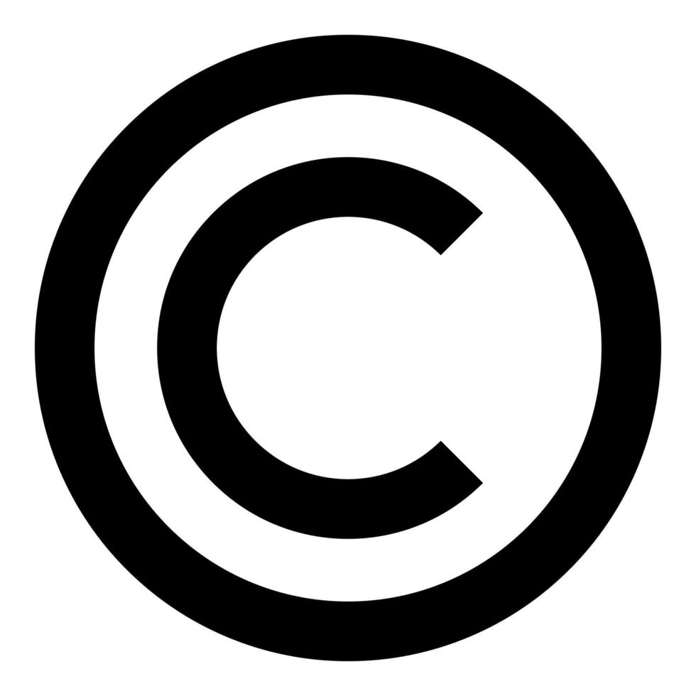 copyright symbool pictogram zwarte kleur illustratie vlakke stijl eenvoudige afbeelding vector