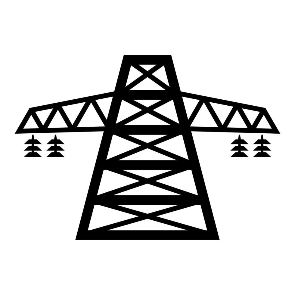 elektrische paal post hoogspanning set lijn pictogram zwarte kleur illustratie vlakke stijl eenvoudige afbeelding vector