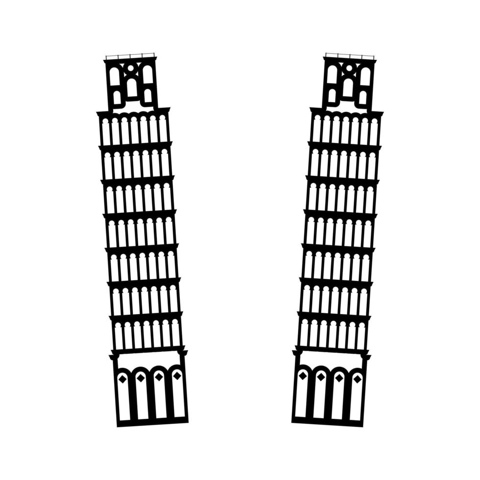 Pisa toren het is zwart icoon. vector