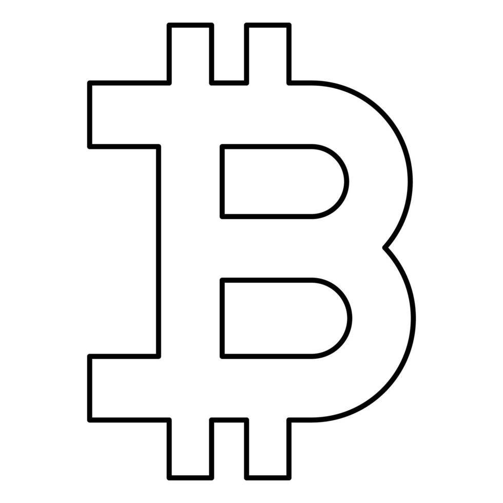 bitcoin pictogram zwarte kleur illustratie vlakke stijl eenvoudige afbeelding vector
